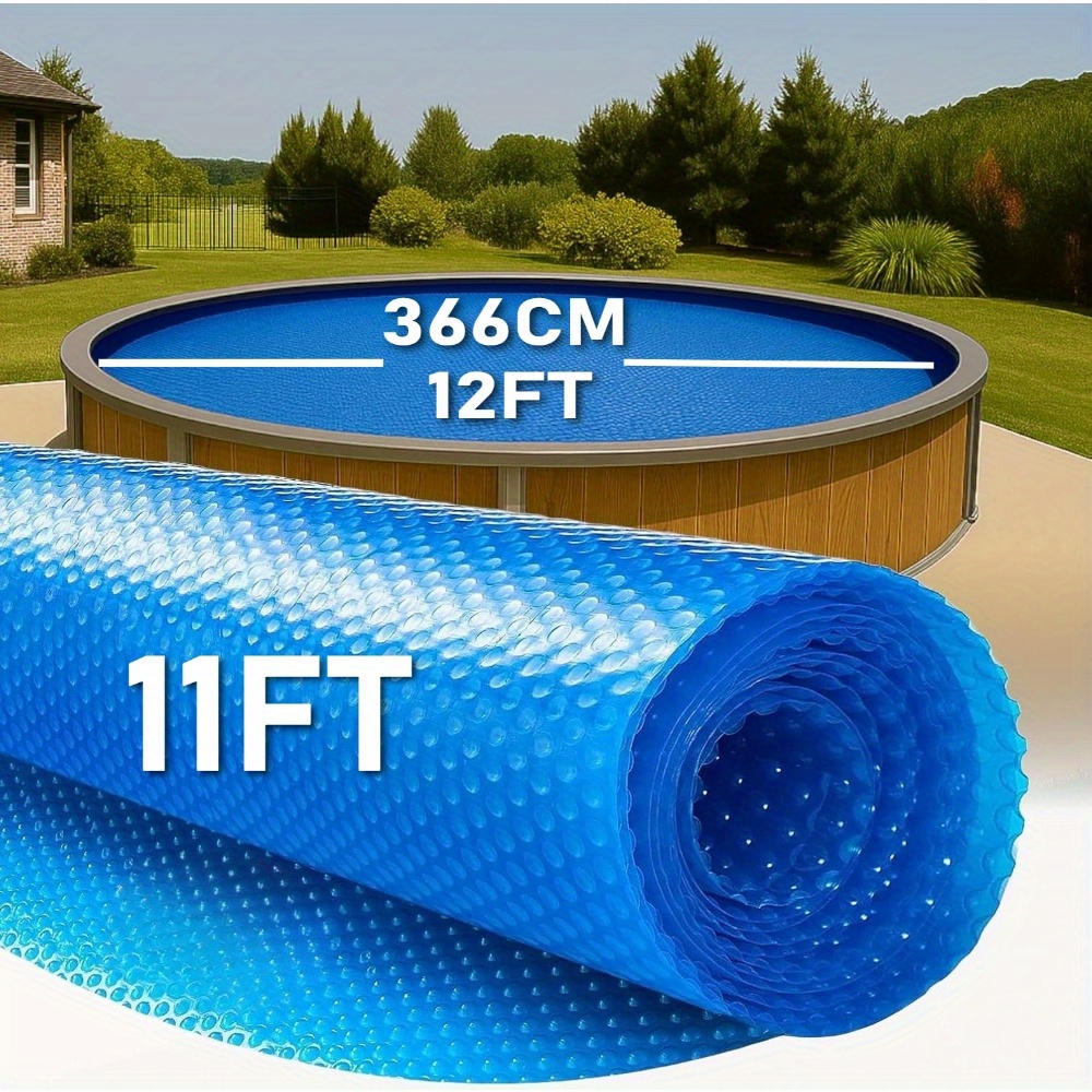 12   circular solar pool cover blue bubble thermal blanket designed for above ground pools       minimizes evaporation and prevents   from entering