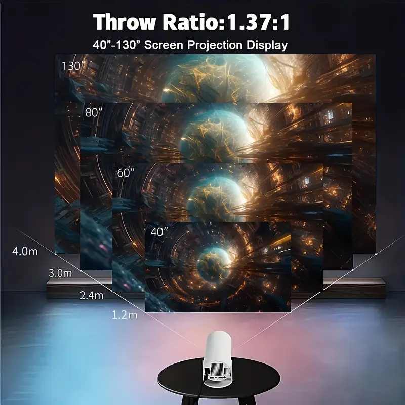 proyector inteligente portátil 4k/1080p con wifi 6, decodificación 4k, rotación de , de pantalla, enchufe de . uu. - ideal para cine en casa, conexión inalámbrica para teléfonos inteligentes, montaje de mesa, proyector 4k | cine en casa moderno | pantalla ajustable, proyector en casa detalles 7