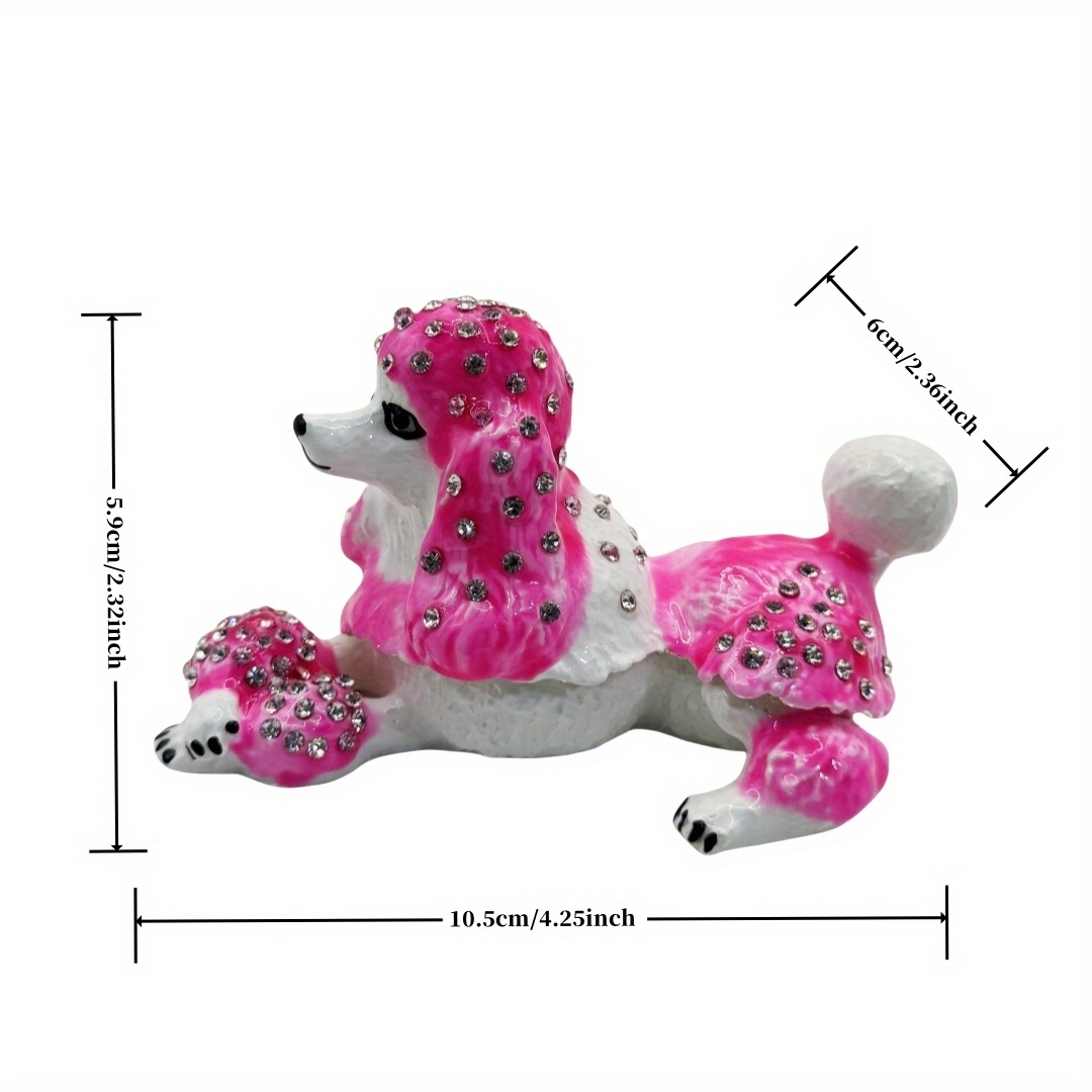 TEMU Poodle-shaped Jewelry Box & Pet Ornament - Enamel-plated Metal Storage Box With Lid, Rectangular Dog Figurine For Home Décor, Multi-use Gift For