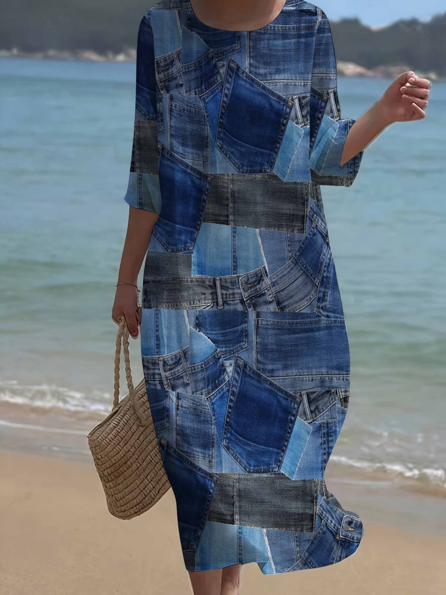 womens denim dresses sold on Temu United States