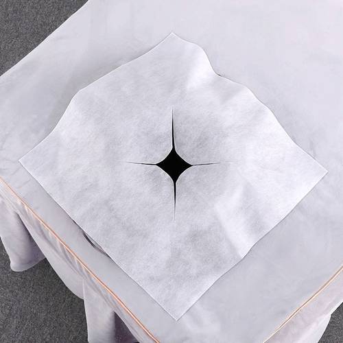 120pcs disposable non woven massage bed sheets with face hole white shape face crumb towel for spa salon and massage tables