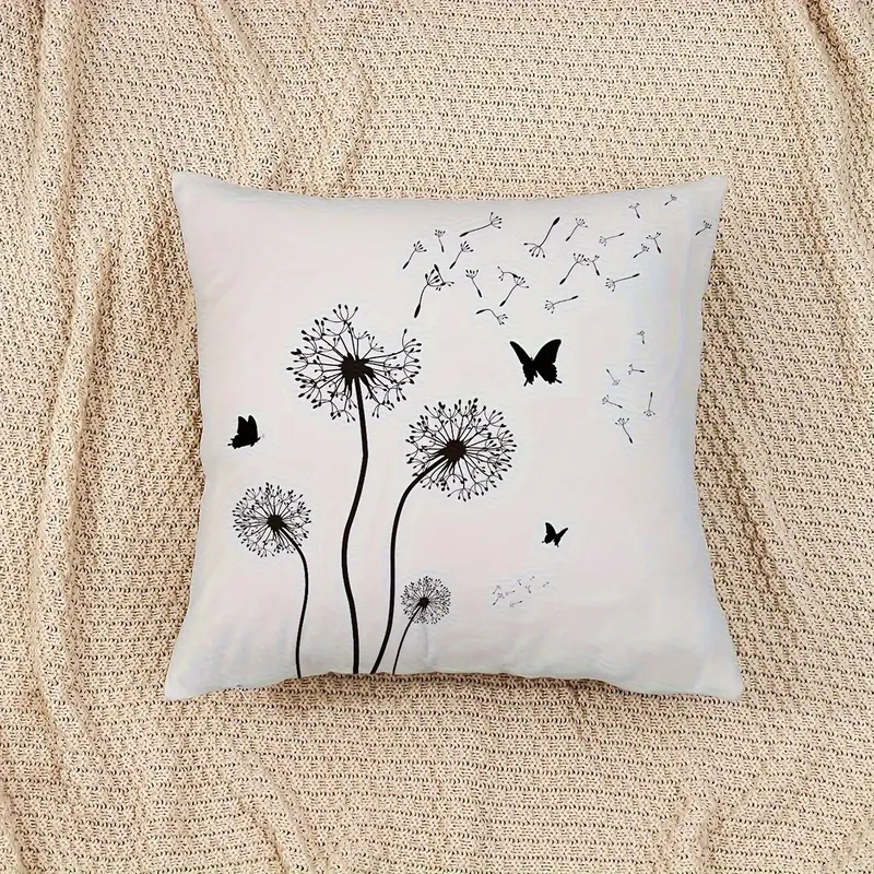 1pc double sided dandelion print throw pillow cover decorative pillowcase with envelope closure machine washable for sofa bedroom living room car decor no insert included Product details 5