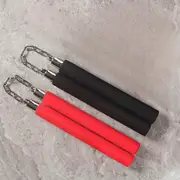 2pcs beginner training set with foam pads steel swivel chain safety practice for martial arts black universal nunchaku details 4