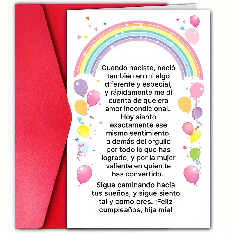 TEMU 1 tarjeta de española única con sobre (4.72 X 7.09 pulgadas), ideal , e hija, novia y de , decoración de , calidad para todas las ocasiones,