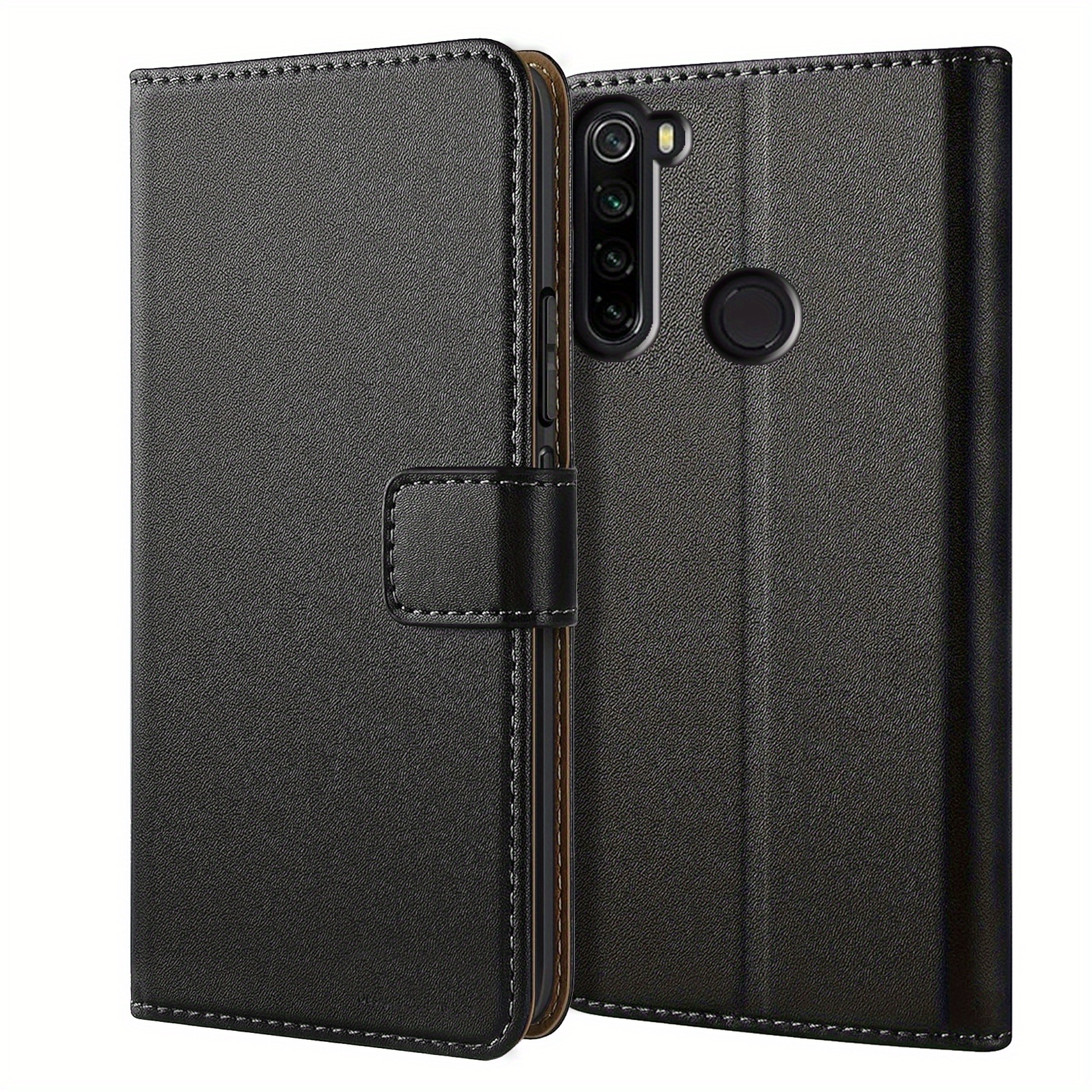 TEMU para Teléfono - Tipo Billetera para Xiaomi Redmi Note 8 (2019/2021) / Note 8T, con Soporte, de Cuero Sintético Negro