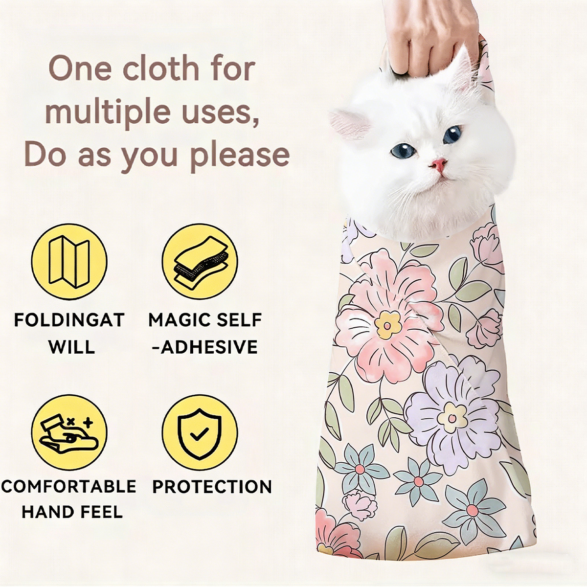 TEMU 1pc, [multi-functional Dust-proof Wrapping Cloth] French Retro Large Floral Print Makeup Bag, Cat Grooming And Towel, Cat Bed Blanket,
