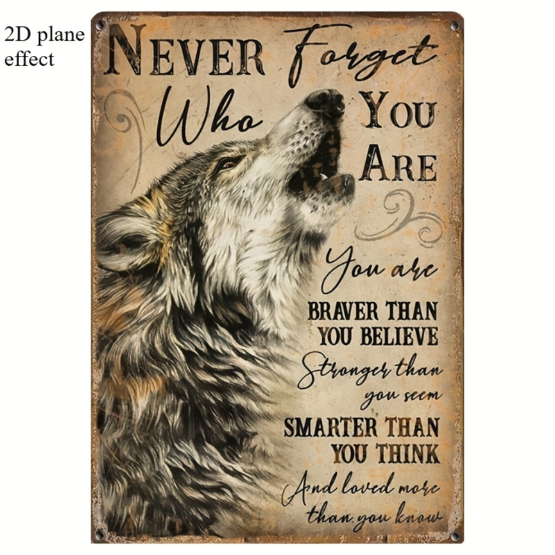 TEMU 2d Flat, [2d Flat] 2d Flat ? Wolf Retro Wooden Sign Motivational Wall Art For Home Garden Bar Or Coffee Shop 5.85 X 7.8 Inches Rustic Decor With