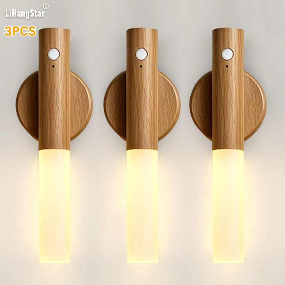 TEMU Lihangstar 3pcs -sensing Wall-mounted Night Lights, Motion-sensing Night Lights, Magnetic Wall Lights, Rechargeable Led Wall Lights, And