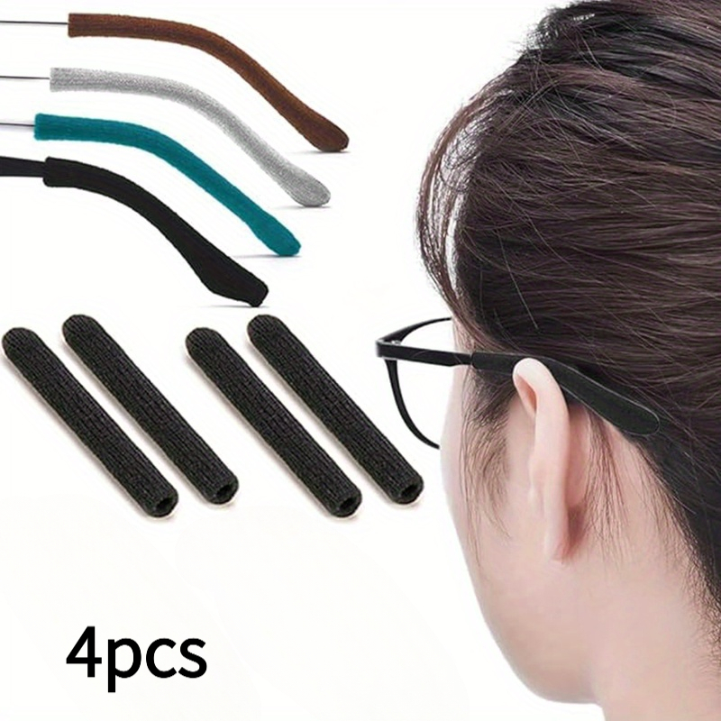 4pcs set soft glasses ear pads slip knitted glasses clips comfortable breathable ear friendly glasses sleeves fits frame styles unisex replaceable ear hooks glasses accessories