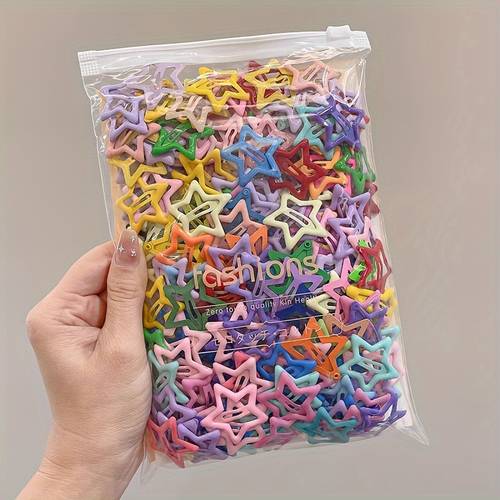 40pcs y2k star hair clips colorful stars hollow kawaii pointed cute metal pentagram hairpin suitable for women and