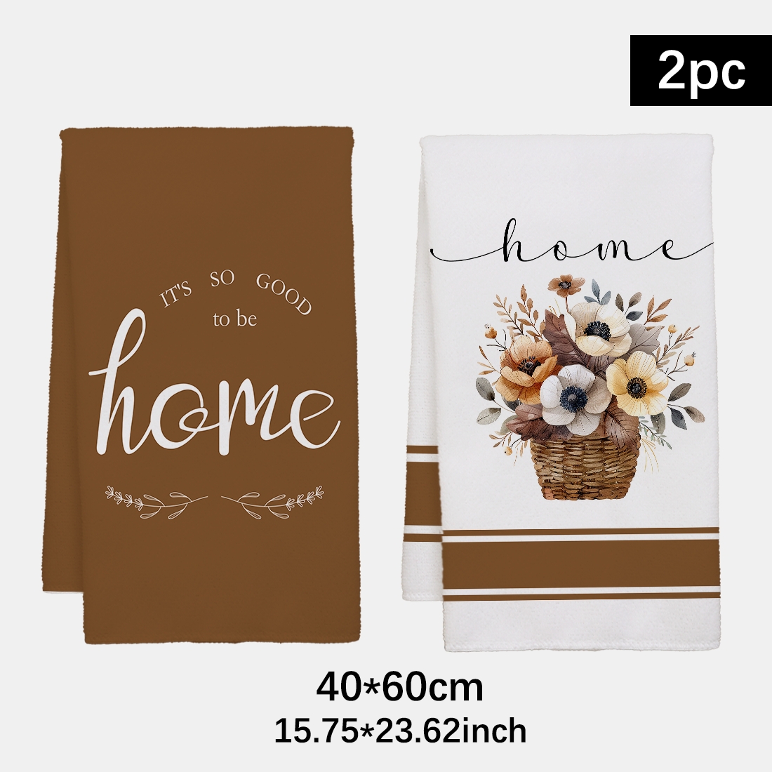 TEMU 2pcs Kitchen Dishwashing Cloth Scouring Pad Kitchen Towel - 2 Kitchen Towels, Brown Floral Sweet Home Pattern Microfiber Dish Cloth, Soft