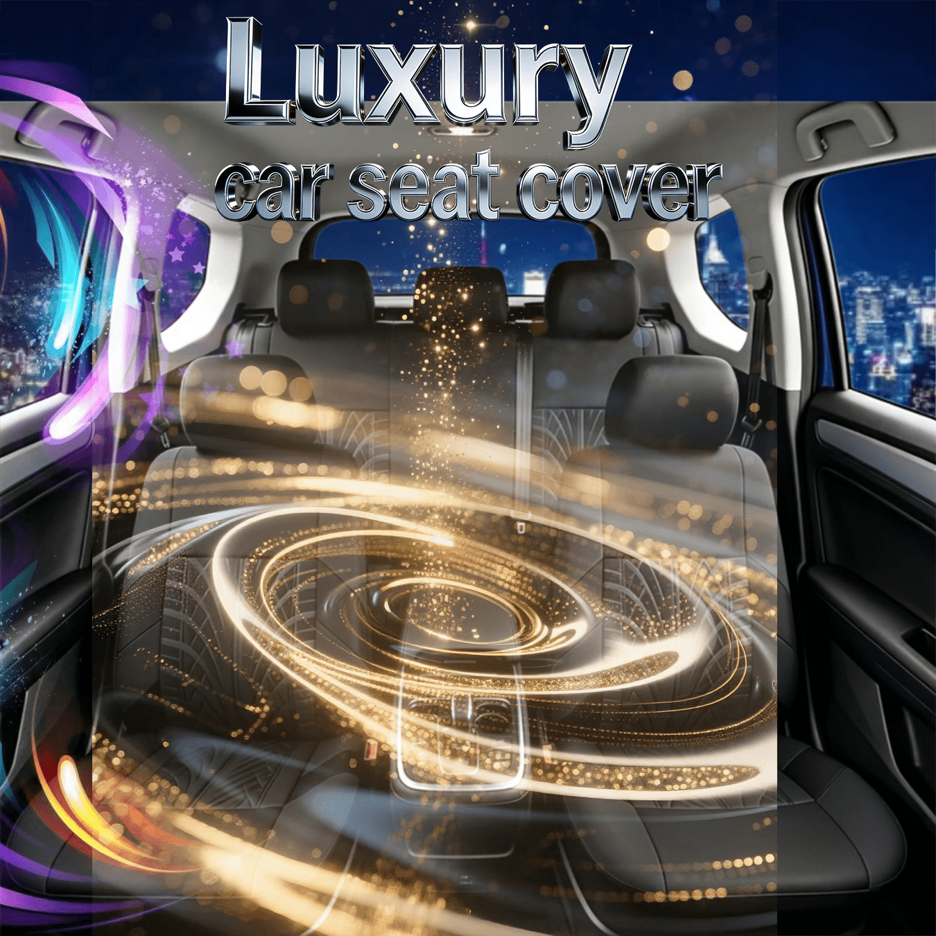 TEMU 9pcs Luxury 5-seat Car Seat Cover, Tire Tread , Comfortable, Breathable, And Durable Fabric, , Interior Modification, , Fits Most Vehicles, For
