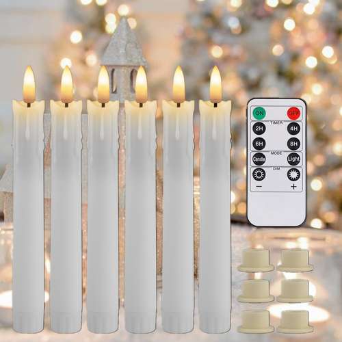 20-Pack Warm White LED Taper Clip-On Candles With Remote & Timer – Flameless Christmas Lights For Tree, Wreaths, & Decor (WYZworks)