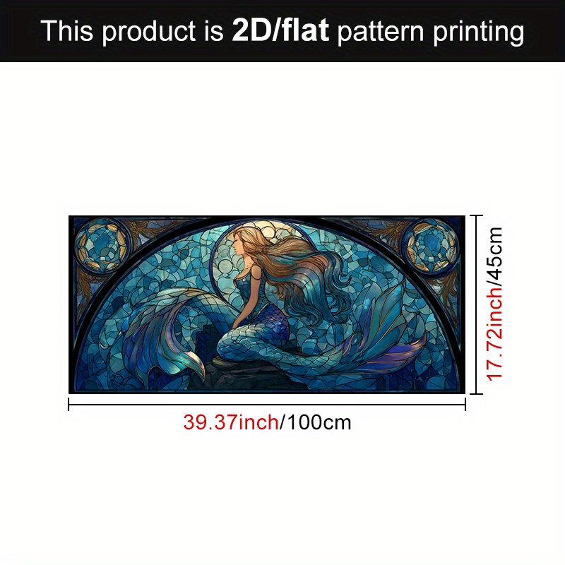 TEMU 2d Flat, 1pc Mermaid-themed Static Cling Window Film Suitable For Glass Doors, , Privacy Glass Panels - Pvc Decorative Cover With Mermaid Tail,