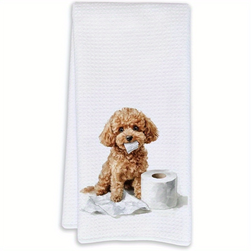 1pc 18x26 Inch Funny Poodle Bathroom Hand Towels, Poodle Gifts, Cute Dog Gifts For Women Dog Lovers Decorative Hand Towels For Bathroom Decor, Funny Puppy Kitchen Dish Towels