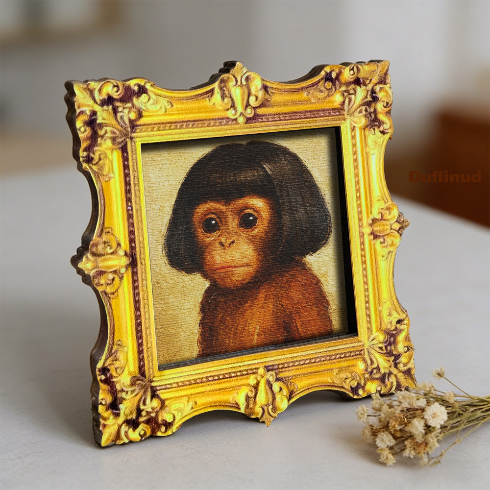Image of 1pc Wooden Cute Round-faced Fridge Magnet, Wooden Miniatures, Monkey With Bangs, Eyes, Funny , Wooden Fridge Magnet, Decor, Holiday Gift, Unique Creative Gift, (back Is Full Of Magnet)