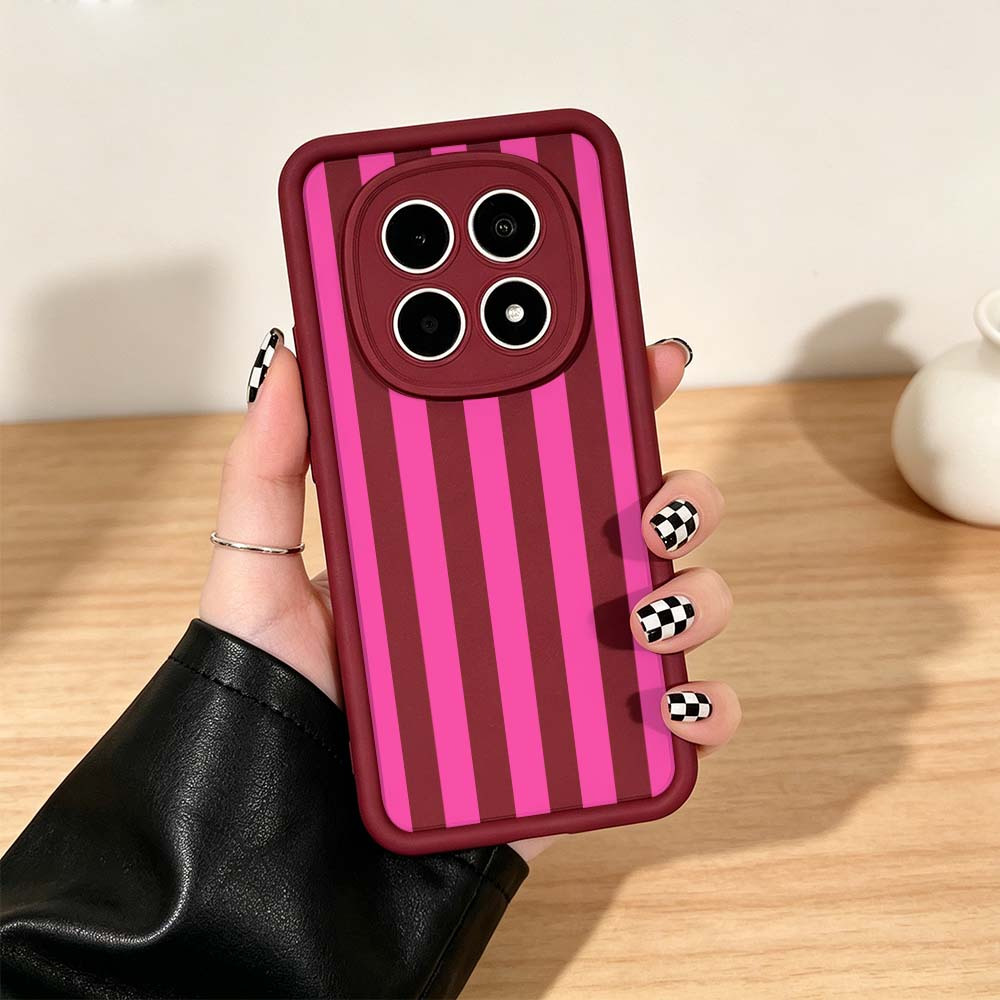 TEMU para Teléfono - 1pc Rosa Rayas Verticales Estilo Regalo para Xiaomi Redmi Note 15 14 14S 13 13R 12 12S 12R 12T Pro Pro+ Plus 5G Multicolor