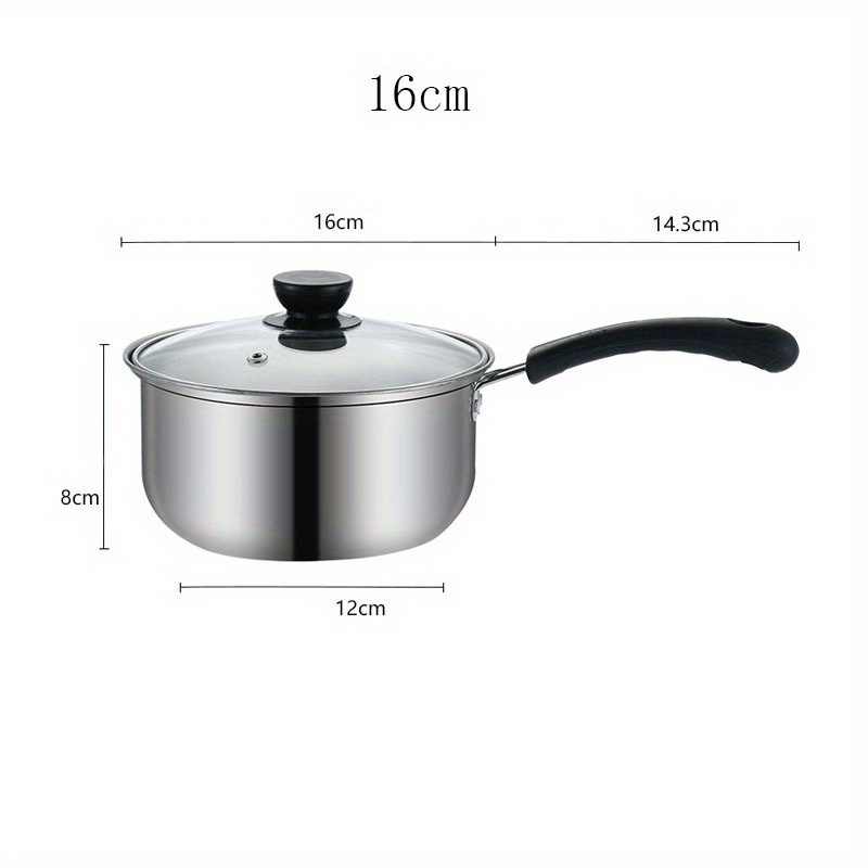 TEMU 1pc High Quality Small Milk Pot Made Of Stainless Steel For Cooking Noodles, Non Stick Milk, Electromagnetic Stove, Double Ear Soup Pot