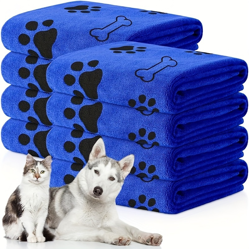 

Ultra-absorbent Microfiber Dog Towel, 24x40 Inches - Quick Dry, Soft & With Paw For Fast Pet Bathing