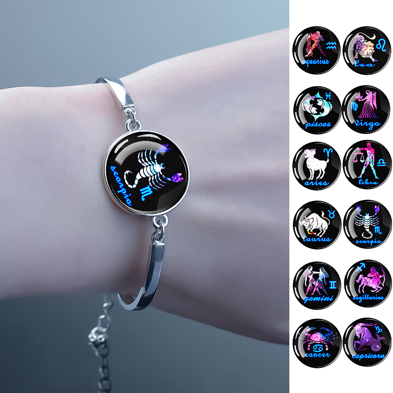 Adjustable Constellation Luminous Glass Charm Bracelet