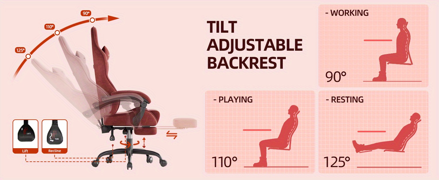 STRACER Velvet Upholstered Gaming Chair Featuring a Footrest, High Back Design, Ergonomic Support for Gamers, Includes Headrest And Massage Lumbar Pillow, Racing Style Reclining Video Game Chair