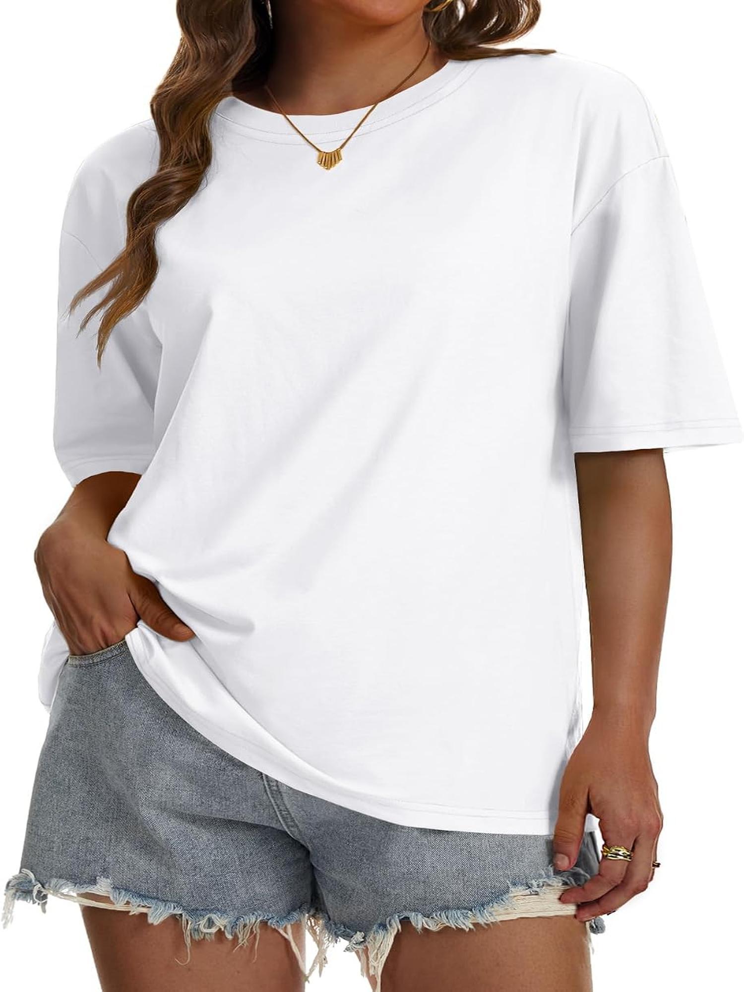 Plus Size - Women'S T-Shirts Loose Fit Short Sleeve Shirts Basic Comfy Summer Tees Trendy Outfits 2026