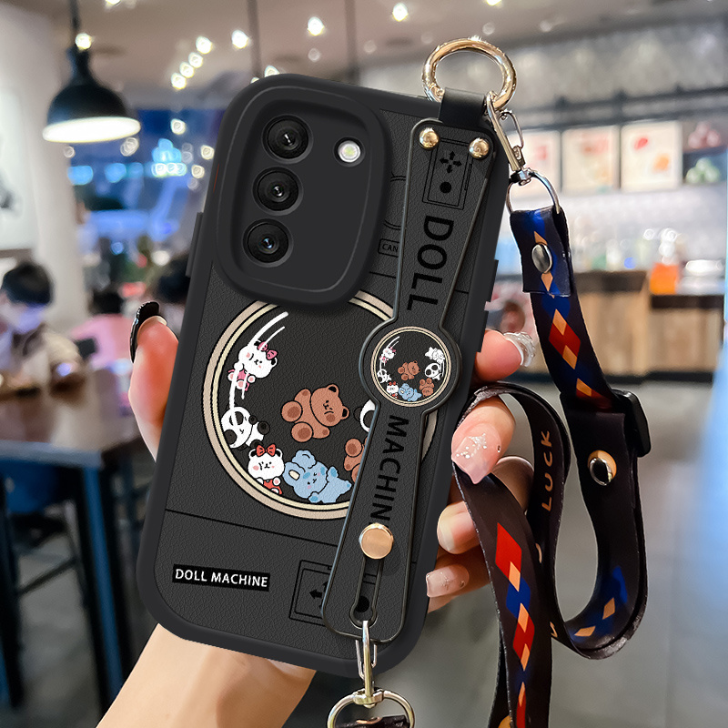 

S24/s23/s22/s21/ Phone Case S23+ S24 Plus With Lanyard S21 Fe 5g Silicone Full Coverage, Anti-fall, Female, Lightweight And , Used As A Stand, Stylish Design, Luxury Creative Protective Case