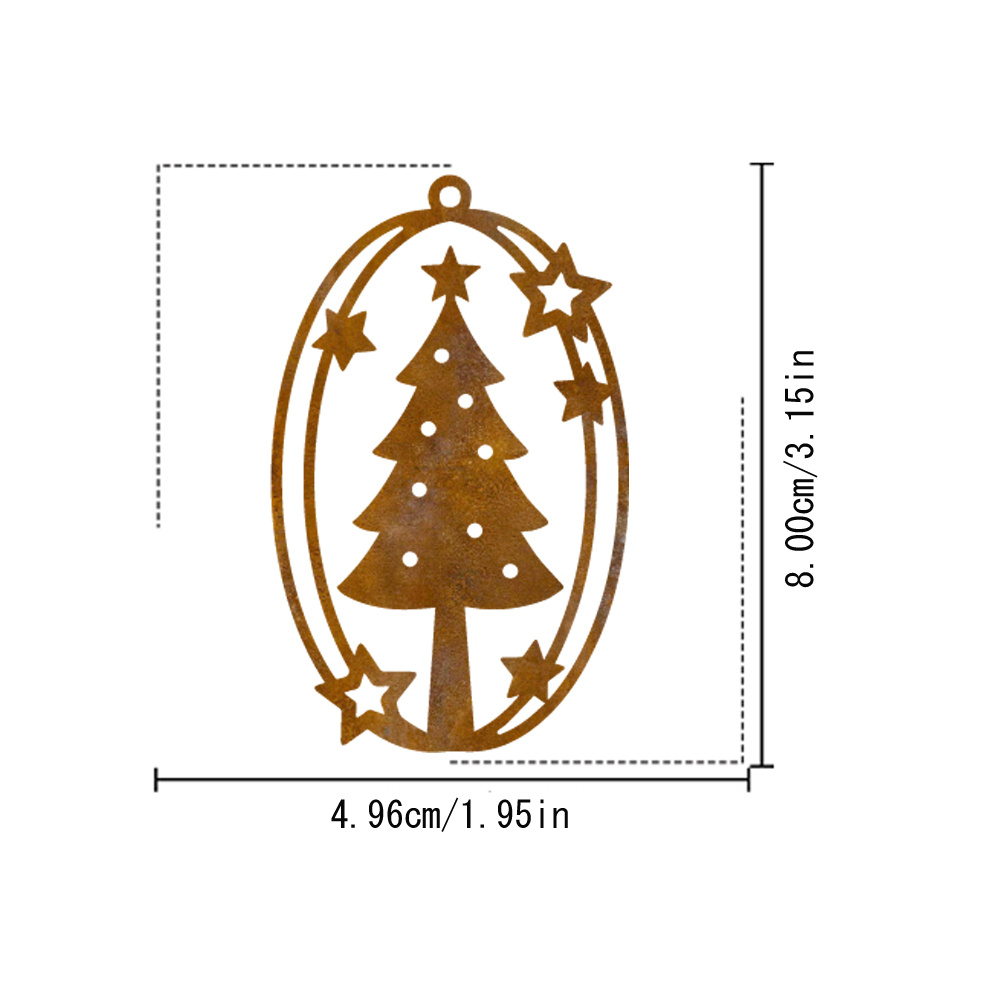 TEMU 1pc Rusted Iron Holiday Hanging Decoration, Ruststyle Indoor And Outdoor Metal Ornament, Christmas Tree Additions, Rustic Home Wall Decor,