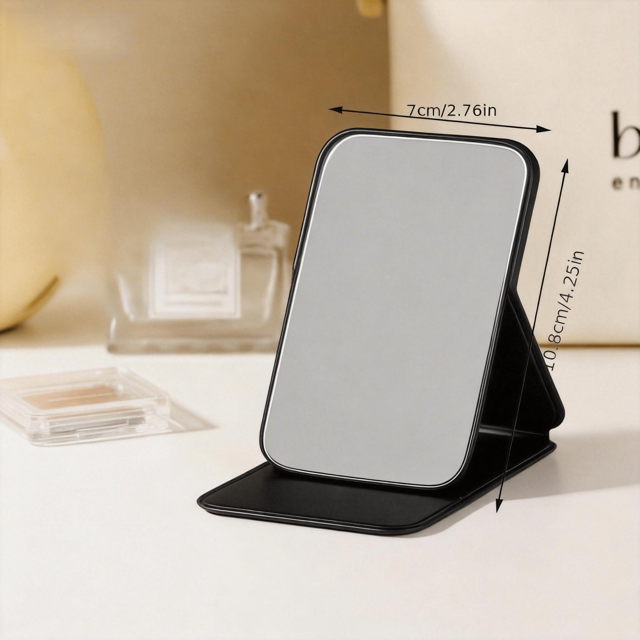 Foldable Mini HD Mirror with Adjustable PU Stand, Compact Makeup Mirror