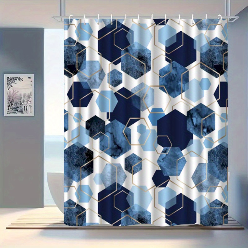 Light Luxury Diamond Pattern Shower Curtain with Hook