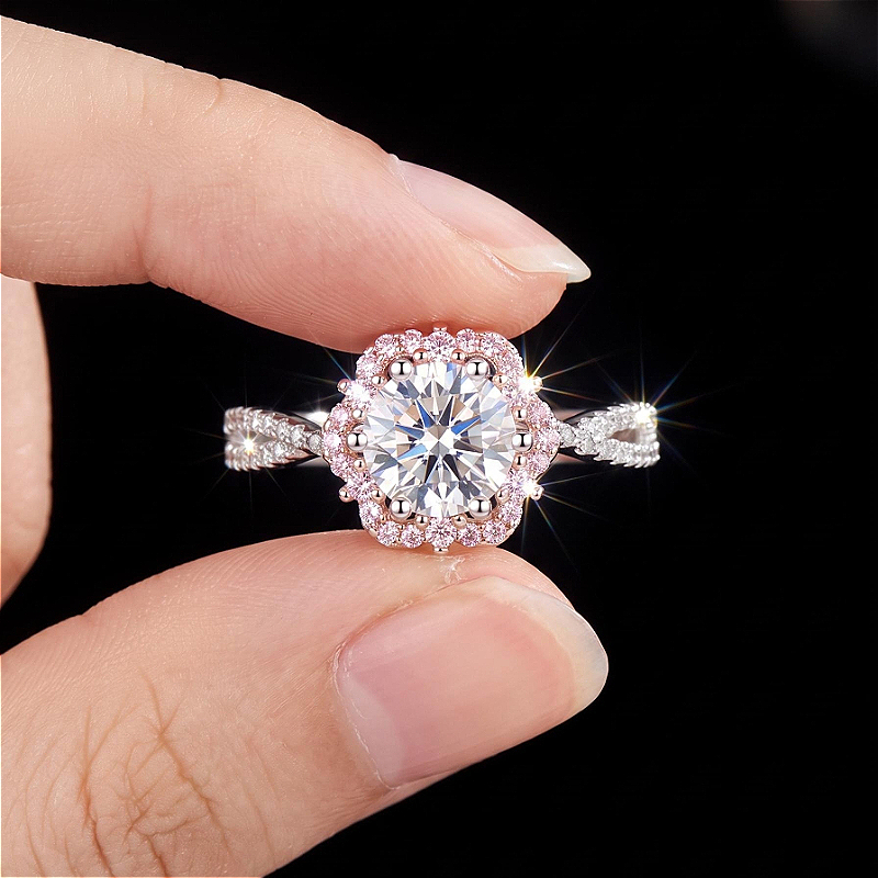 Women's 1-Carat Moissanite Two-Tone Floral Ring