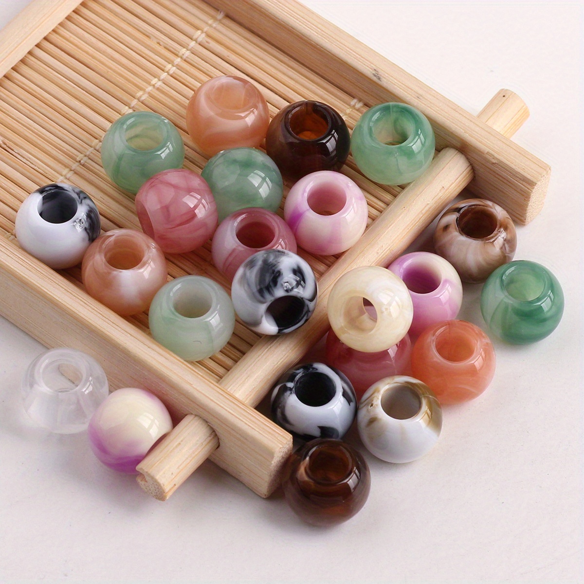 TEMU 50pcs Of Imitation Jade Beads With An Irregular Design, Featuring Large Holes, Suitable For Projects Chains, Bracelets, Necklaces, And Other