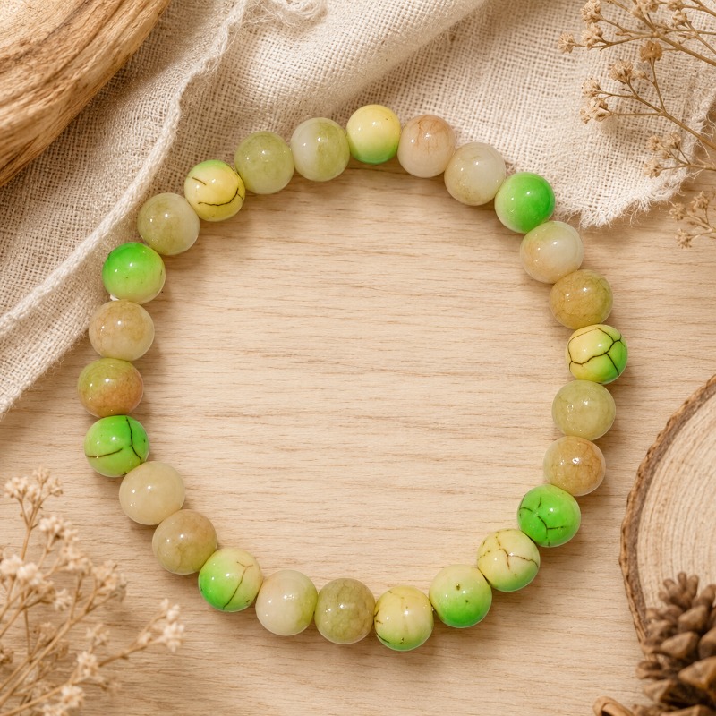3pc Translucent Round Bead Bracelet Set, Gradient Colors