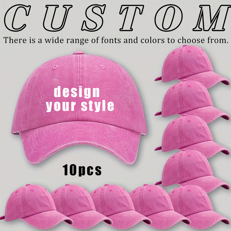 10pcs Custom Baseball Caps with Logo/Text