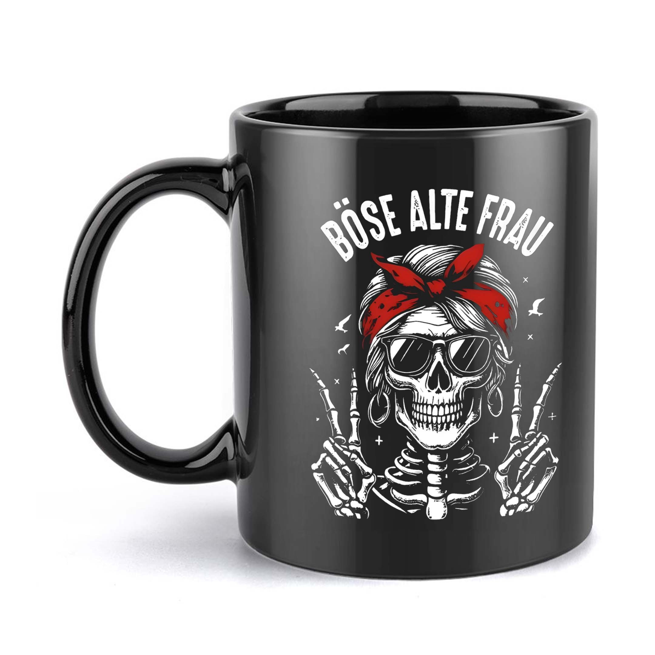 1pc, Skeleton Design, Bandana Style, Hand Gesture. Coffee Mug, 11 Oz Ceramic Cup, Suitable For Christmas And New Year Beverages, Perfect For Drinks, Ideal Gift For The