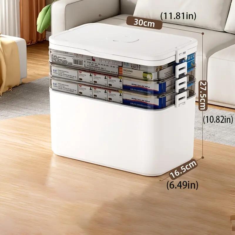 TEMU 1pc Organizador Multicapa de Gran Capacidad - de Almacenamiento de Plástico con Asa, Diseño Transparente, Fácil Acceso, Duradero e Impermeable,