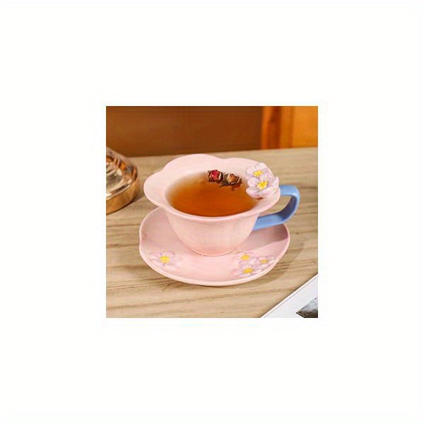 floral tea cups and saucers ceramic cute coffee mug for women tea party cappuccino latte milk blue Product details 1
