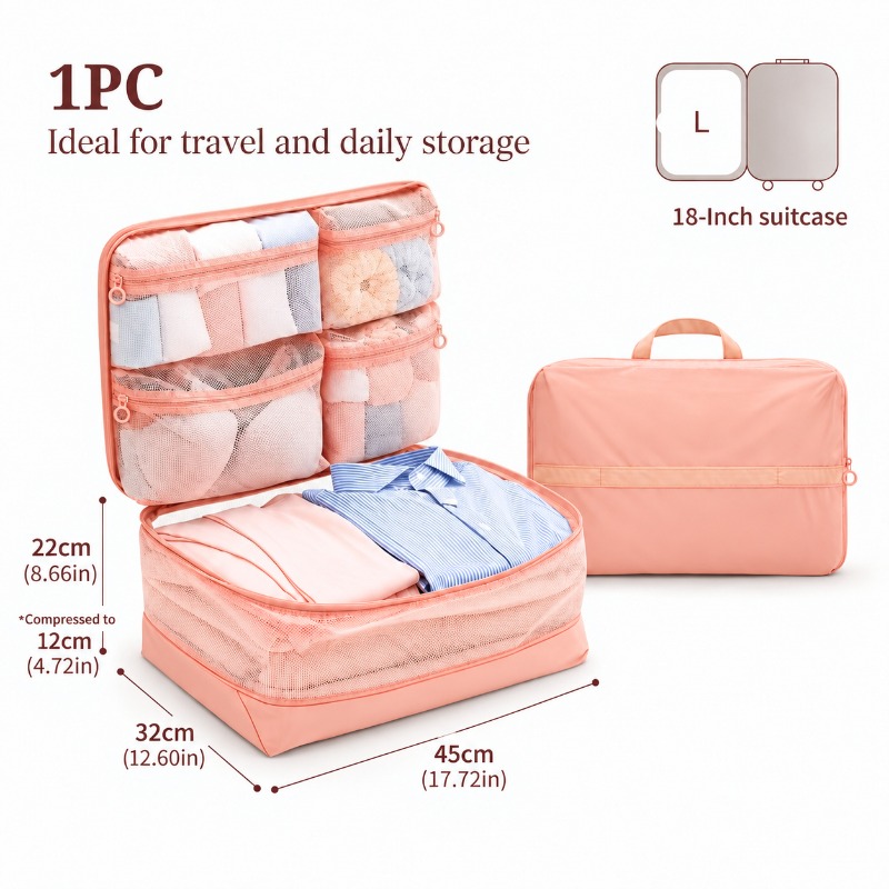 TEMU Vacuum Compression Storage Bag, Portable Travel Packing Organizer, Luggage Storage Pouch For Clothes And Underwear, Classified Packaging Bag,