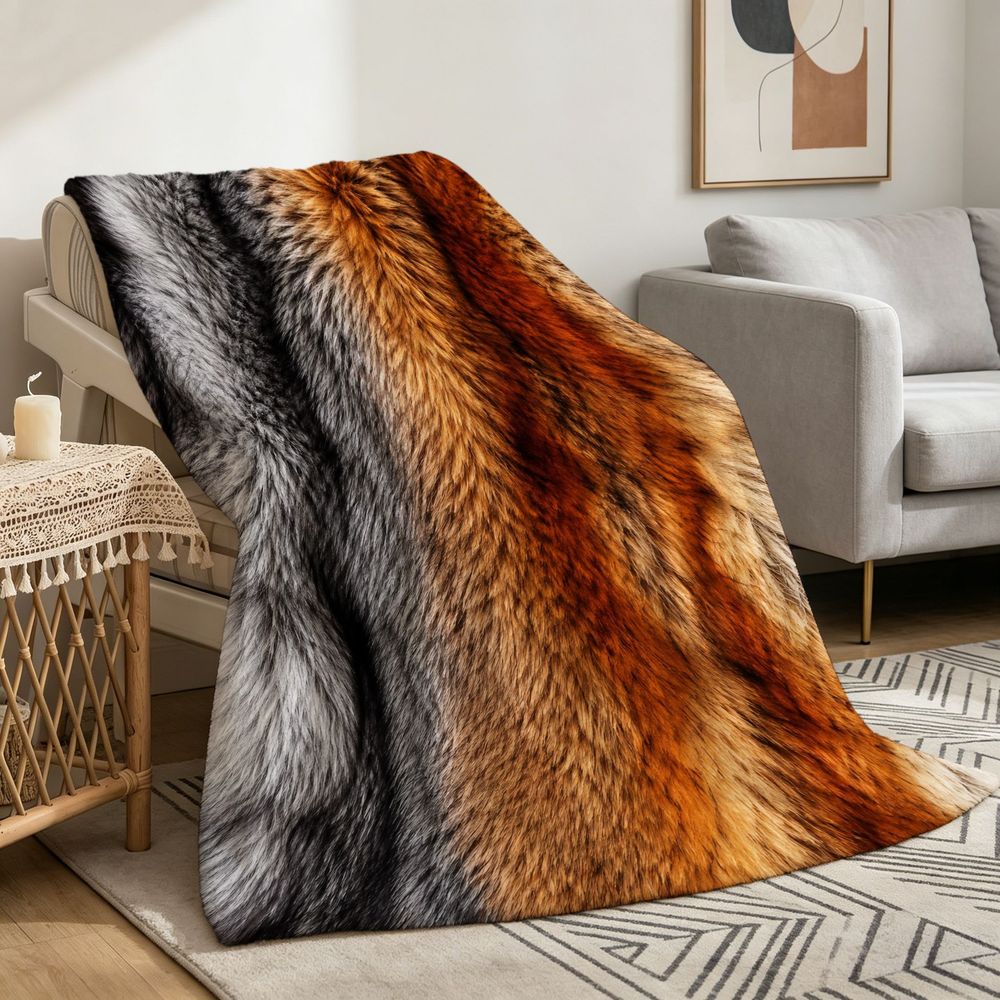 TEMU 1pc 280gsm Luxurious Faux Fur Blanket, Soft And Fluffy Plush Bedspread, Decorative Warm Fluffy Blanket Suitable For Sofa, Living Room, Bedroom,