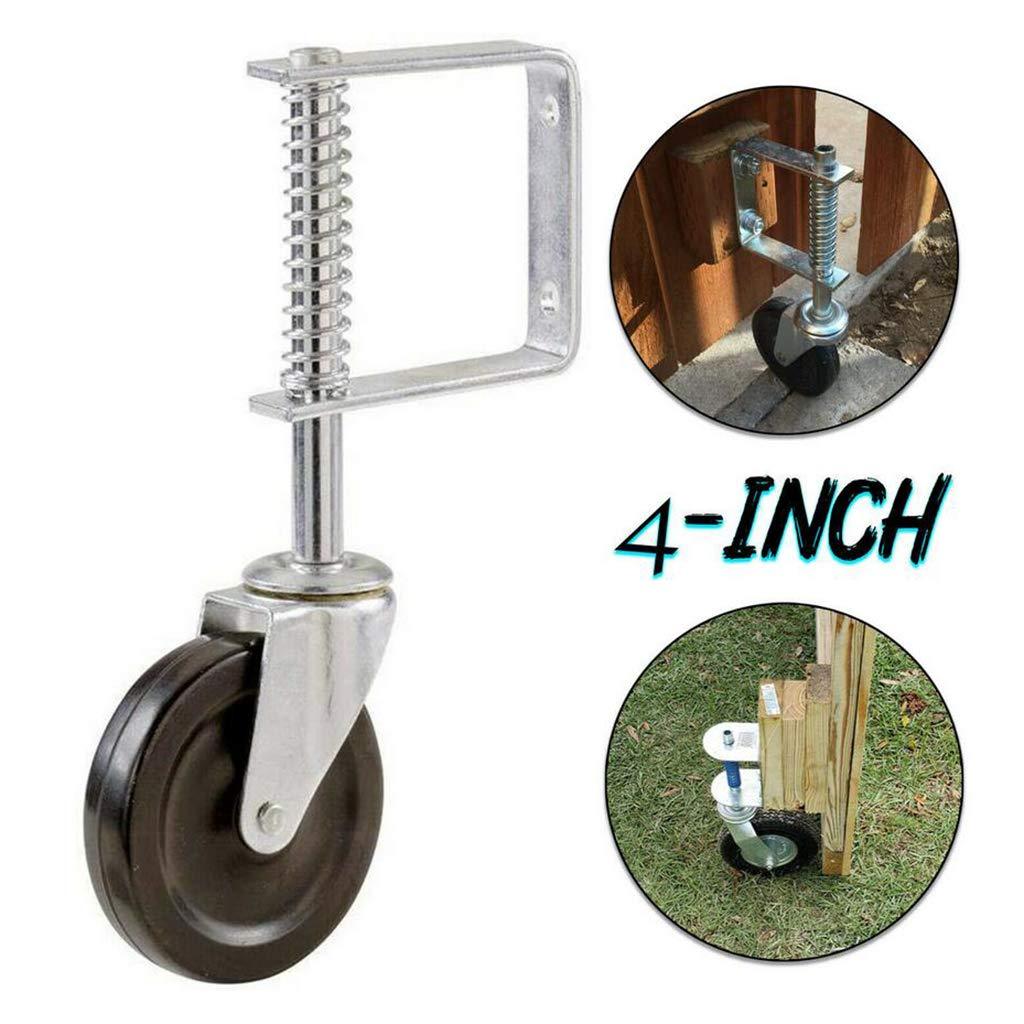 1 Set Heavy-duty 4-inch Sliding Gate Wheel System With Spring-loaded Shock Absorbing Rollers, 60kg/132 Lbs Capacity Per Wheel, Polished Metal Swivel Gate Wheel Kit For Doors, Driveway, Barn Doors ()