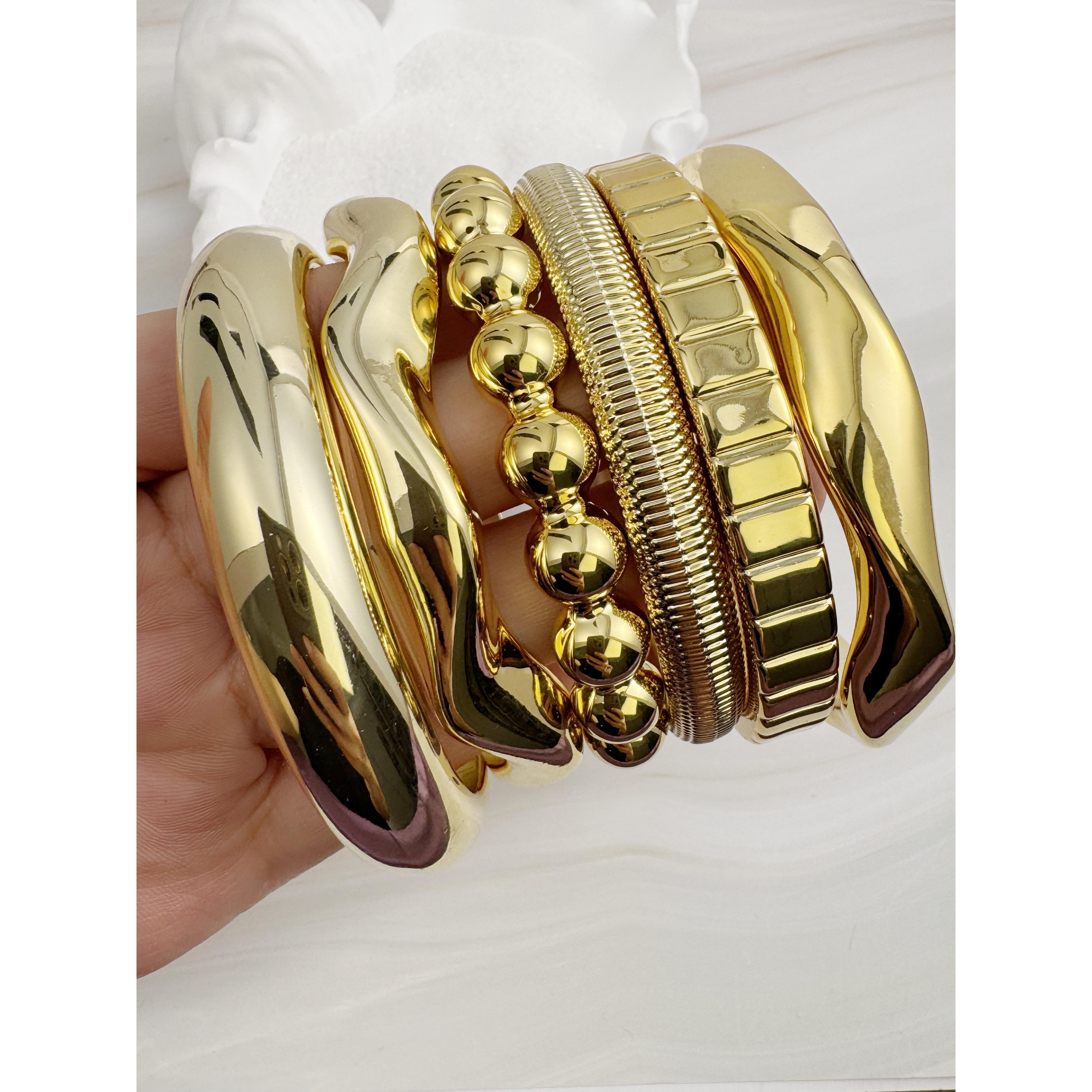 6pc Women's Layered Stackable Bead Bracelet Set