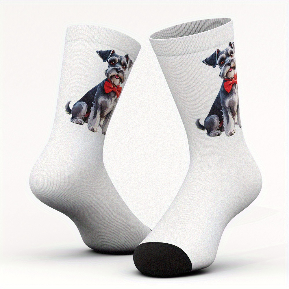 

Bamboo Fiber Crew Socks With Cute Schnauzer Print – Breathable, Comfortable, And For All