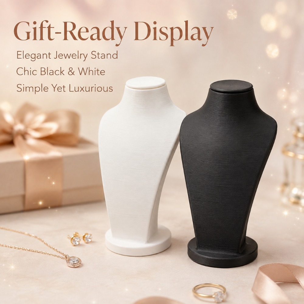Minimalist Black and White Jewelry Bust Display Stand