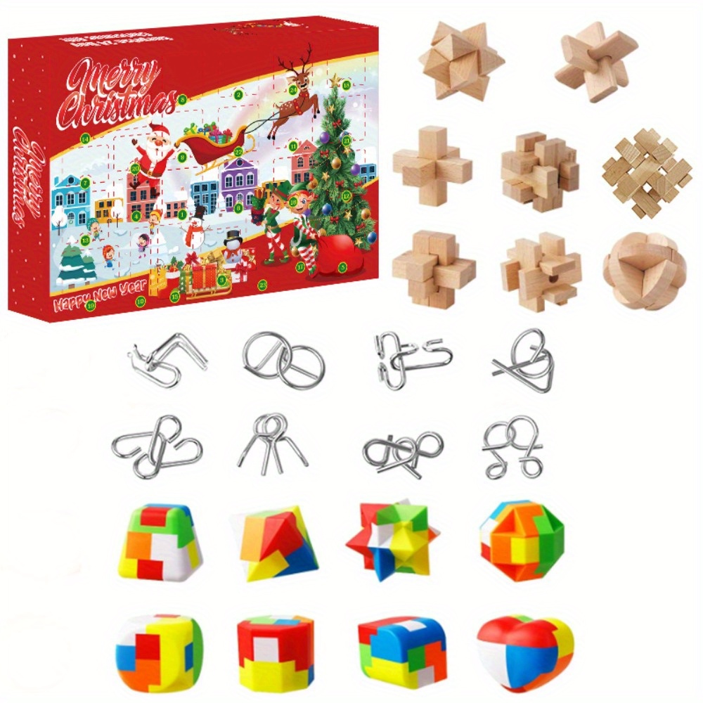 weihnachts- -kalender mit 24 überraschungsgeschenken, metall- und kunststoff-abzählung bis weihnachten, festliches weihnachts-abzählung-set, ohne elektrizität erforderlich, federlose, ab 14 jahren