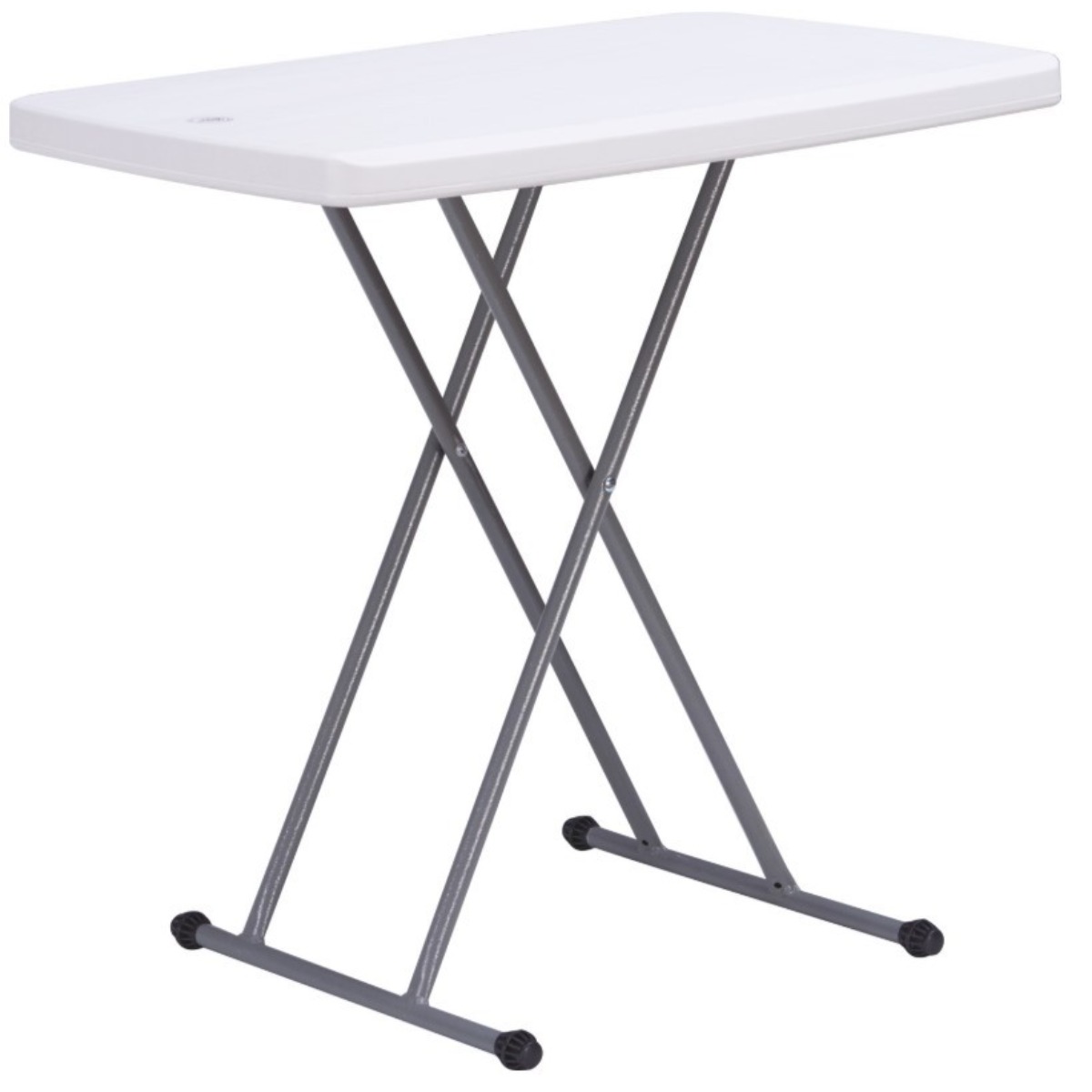 Image of 76 X 50 X 74cm Small Rectangular Folding Table - Foldable Dining Table, Garden Folding Table, Camping Table - Adjustable Height - White