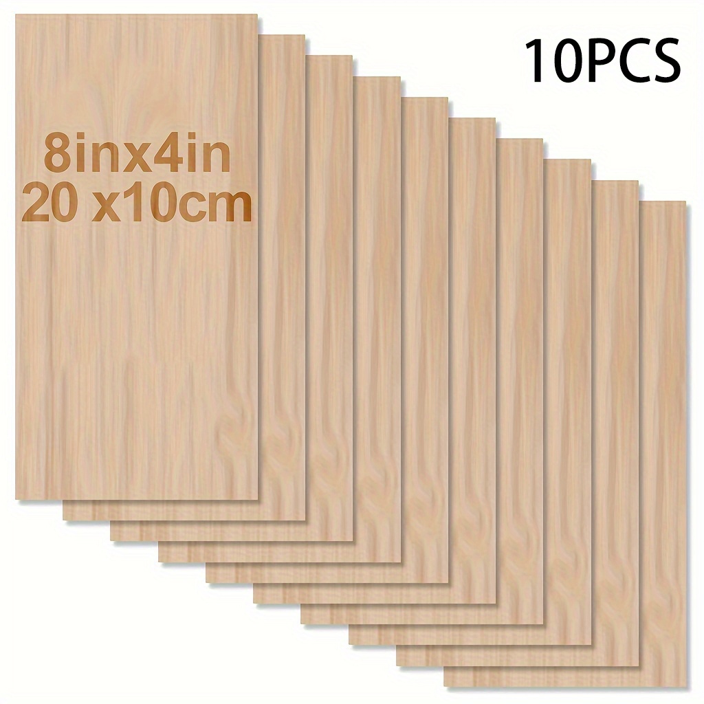 Image of 10pcs, 10x20cm/ 4x8 Inches Rectangular Wooden Products, Diy Blank Wooden Boards, Handicrafts& Decorations, Home Decor, Handmade Diy, Gifts For , Laser Cut, Wood Burning