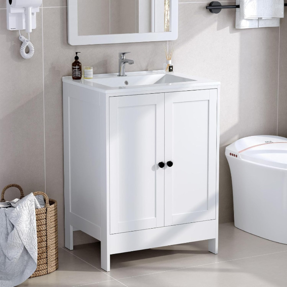 Bonnlo Vanity Sink With Cabinet | 2-door Bathroom Cabinet, Vanity Cabinet With Storage On Doors, 60 X 44.5 X 84 Cm