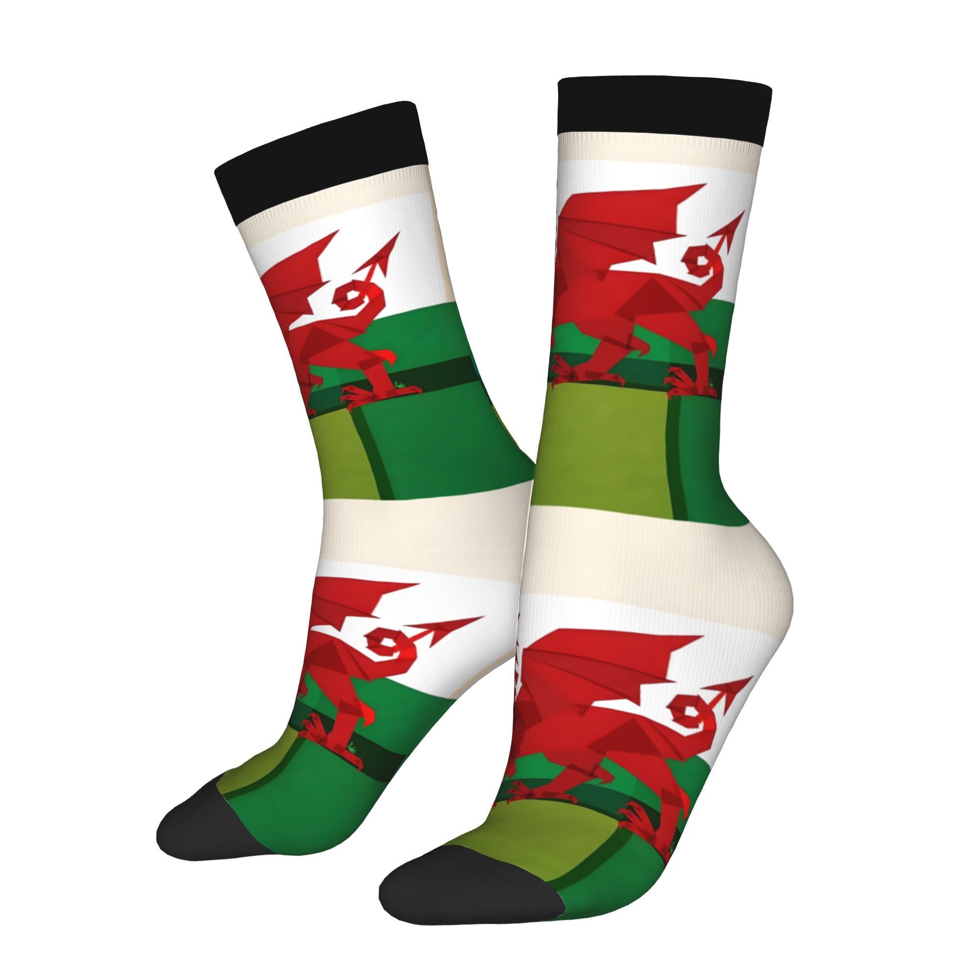 TEMU 2d Print Design 1 Pair Men's Printed Socks Novelty Crew Socks For Outdoor Hand Wash Or