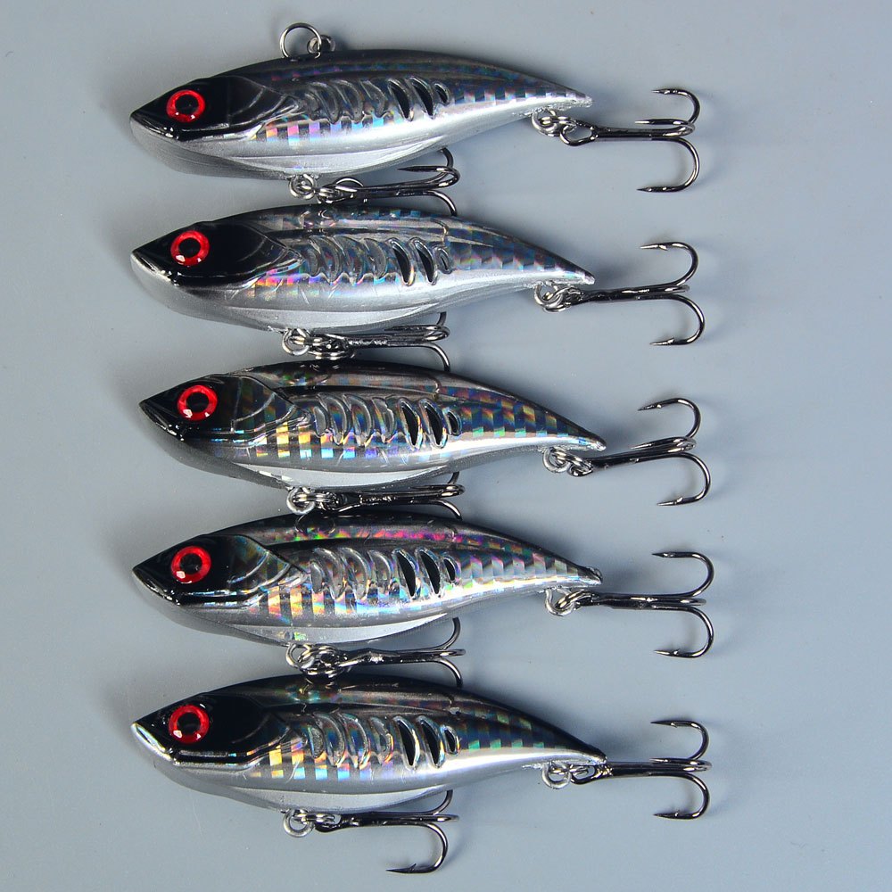 TEMU 5 stuks Grijze Vib Lure Aas Zinkend Mimic Aas voor Baars Lange Afstand Zeevissen