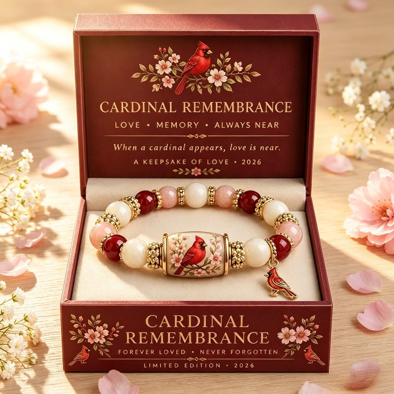 TEMU 1pc (gift Set) Red Bird Commemorative Bead Bracelet 2026 Edition Love And Memory Inspirational Jewelry Women's Gift